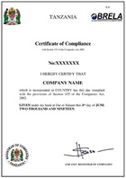 Certificate of compliance (BRELA)